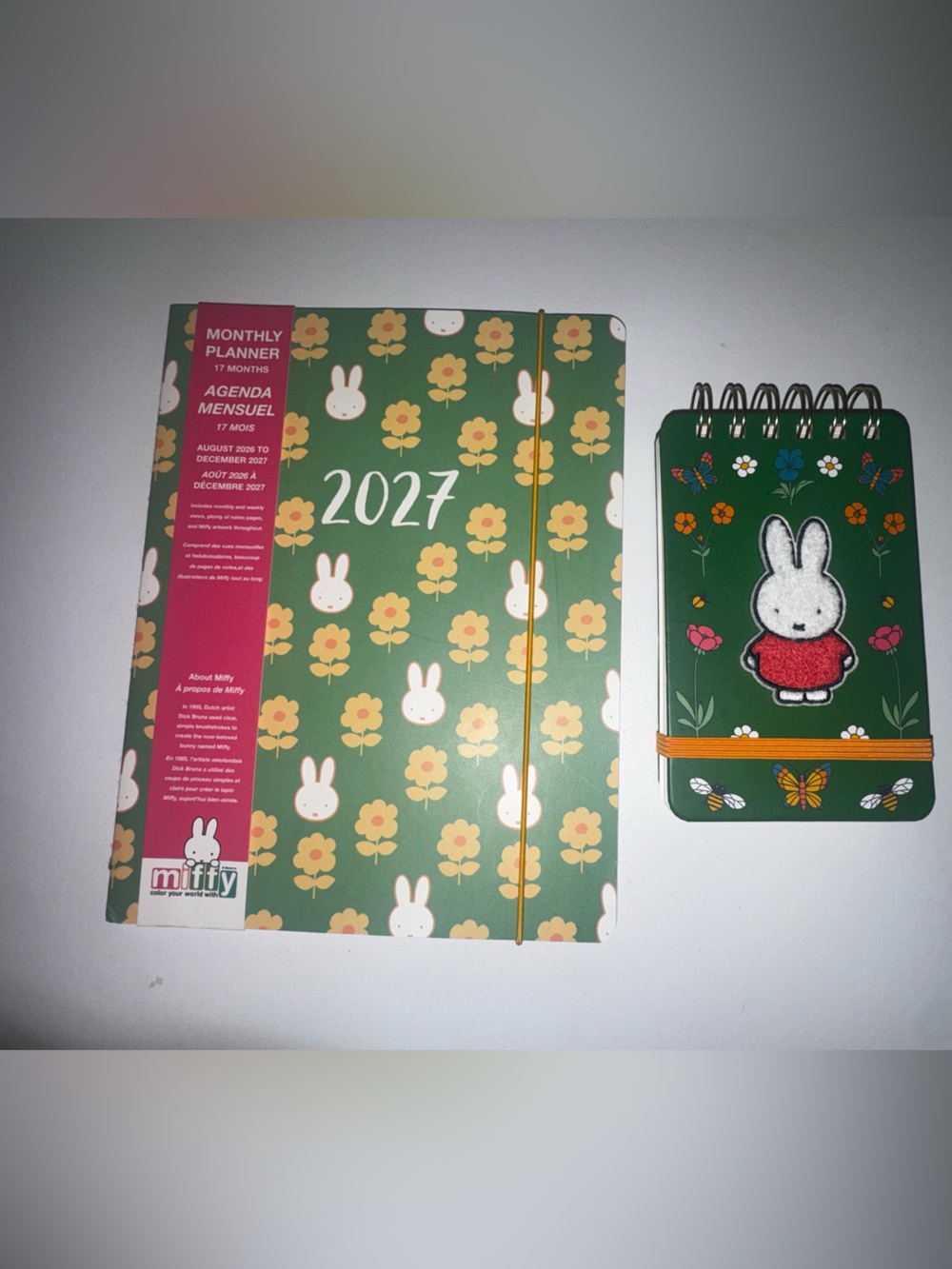 miffy Green Floral 2027 Monthly Planner & Matching Green Spiral Notebook